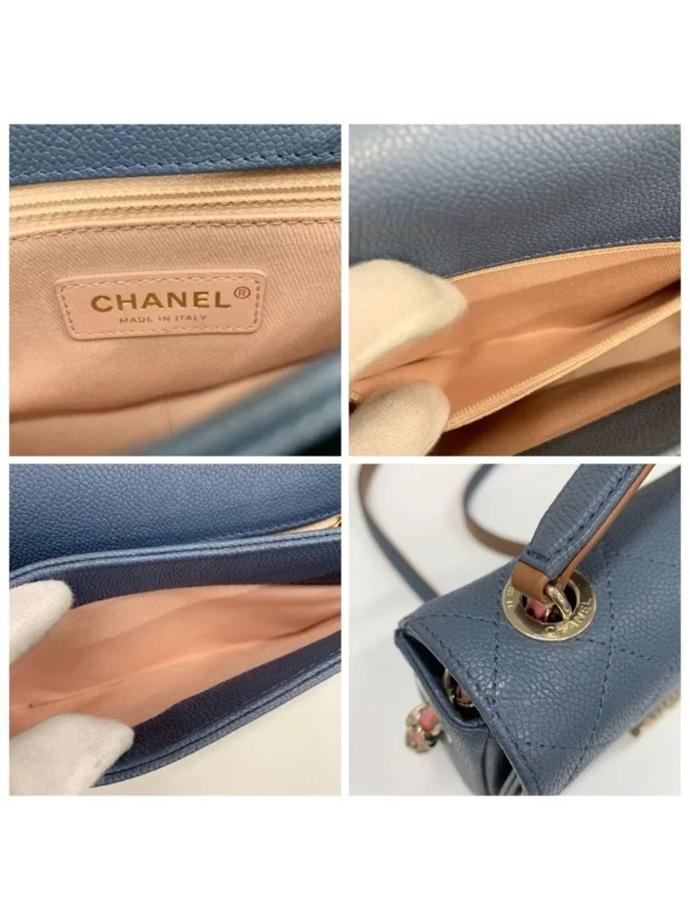 Chanel CC Logo Quilted Caviar Leather Chain Shoulder